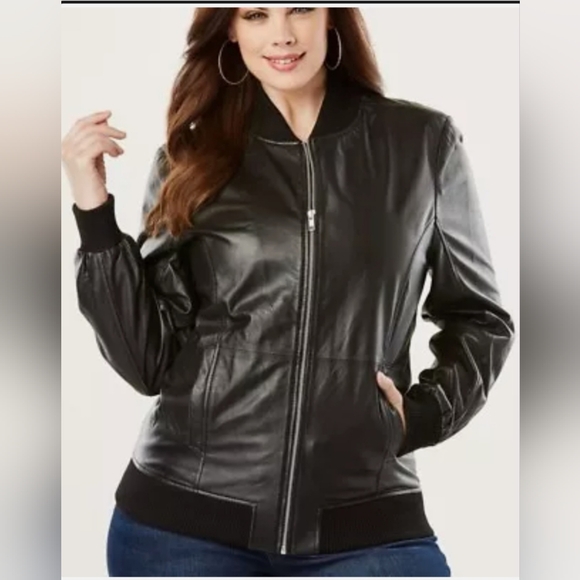 Roaman's Jackets & Blazers - Roaman's Black Leather Bomber Jacket